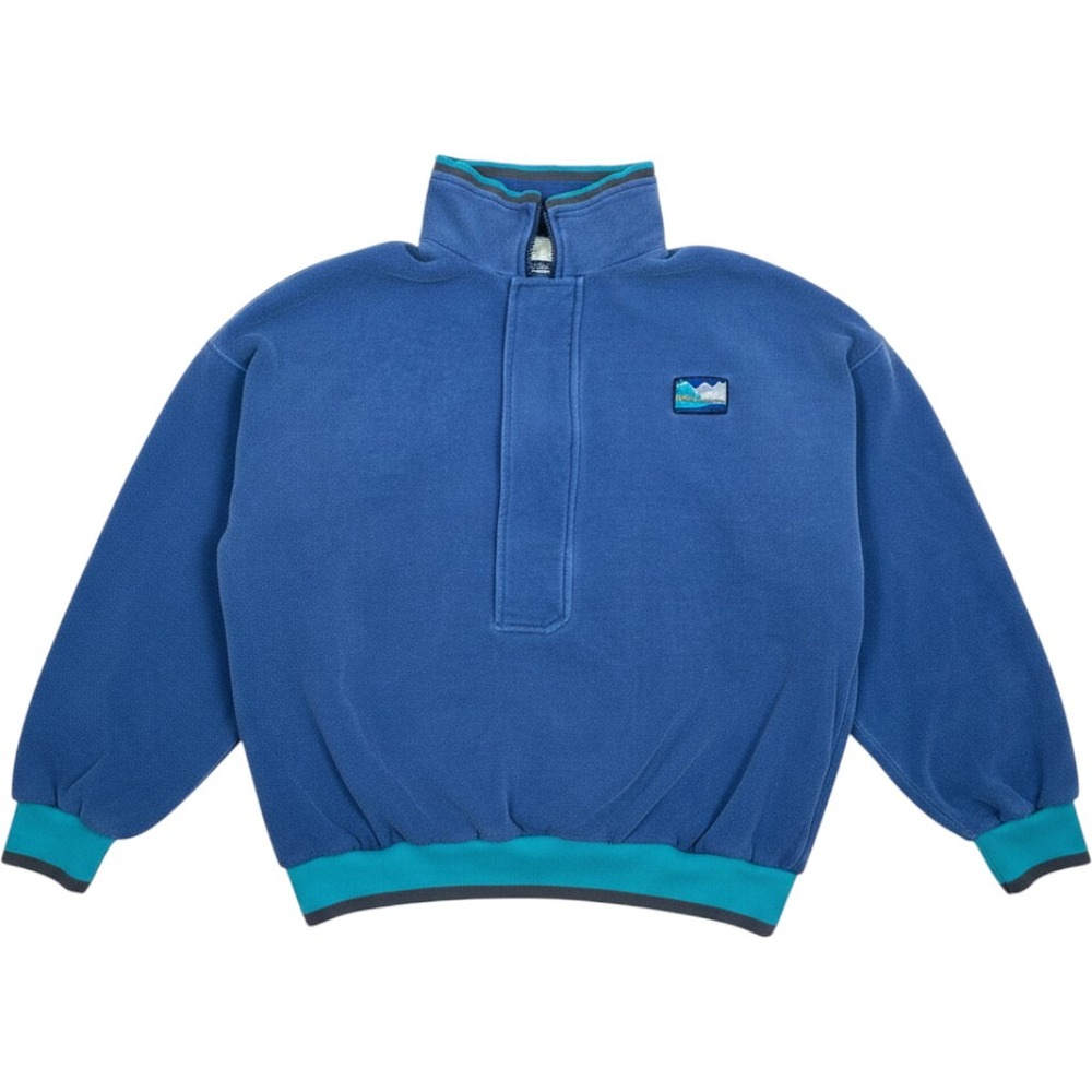 Vintage John Ashford Sport Quarter Zip Sweatshirt Mens Large Blue Mountain Patch